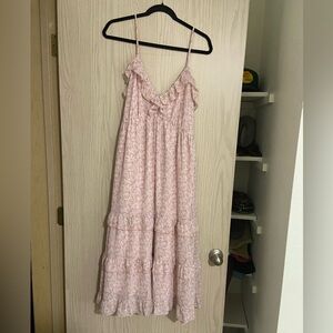 Pink Tiered Floral Dress